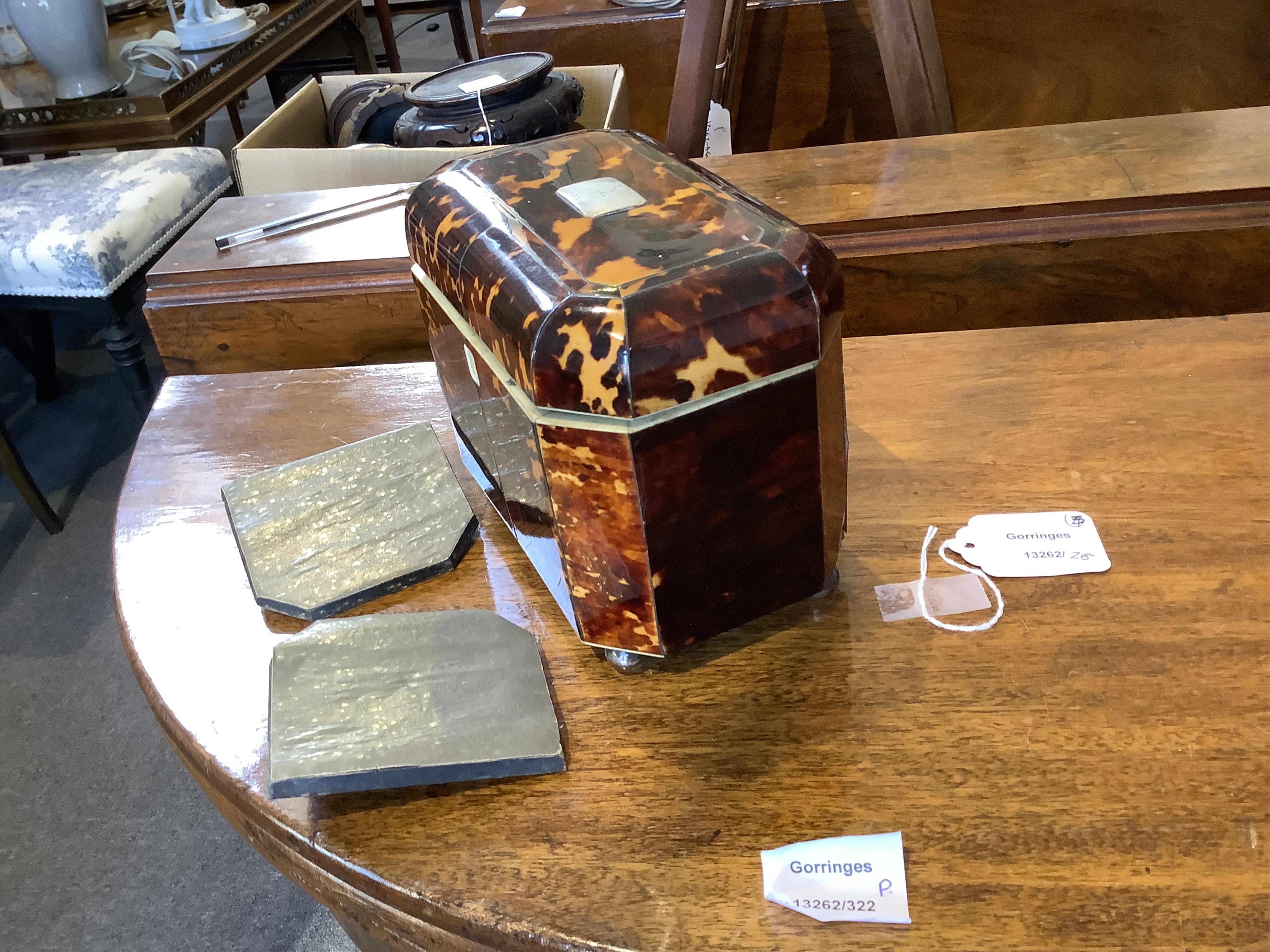 A Regency blond tortoiseshell tea caddy